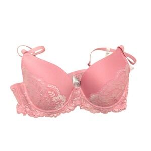 French Affair Moonlite Mauve Ballerina Push Up Bra Size 36B Lace‎ Trim New